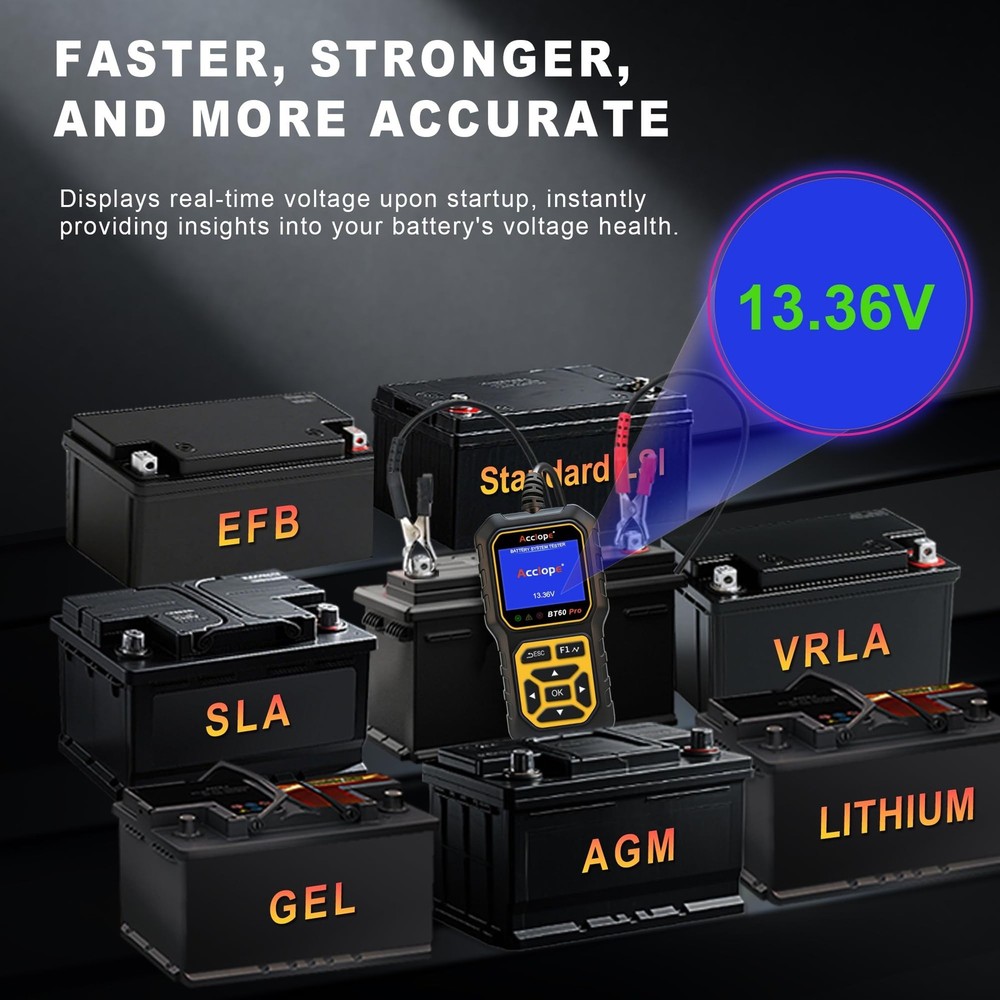 BT60 Pro Car Battery Tester, Digital Analyzer with Cloud Printing, ... Fast Ship
