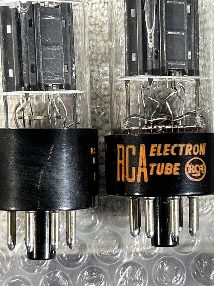 Two RCA 6SN7GTBs, Black Plates, Each Balanced , Red Letters, Tests Strong
