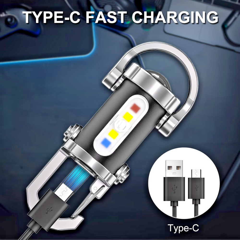 2 X Rechargeable Multi-Mode Mini Keychain Flashlight, 300LM LED work light