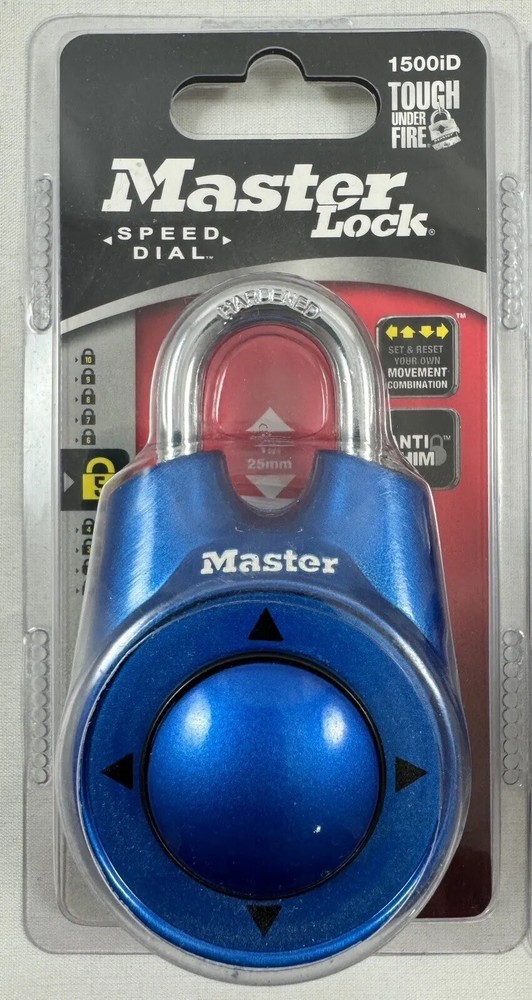 BLUE Masterlock Speed Dial 1500iD Master Lock Padlock Directional Lock - NEW
