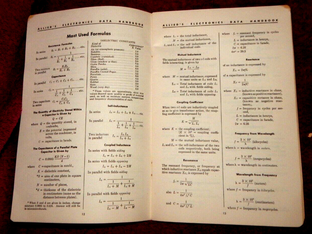 Vintage 1956 Allied's Electronics Data Handbook