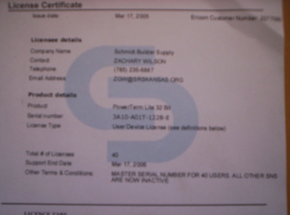 ERICOM POWERTERM LITE 32 BIT with 40 Licenses USED