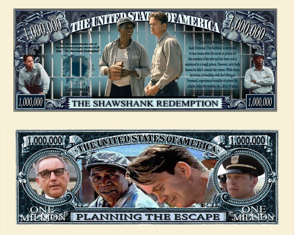Shawshank Redemption Million Dollar Bill Funny Money Novelty Note + FREE SLEEVE