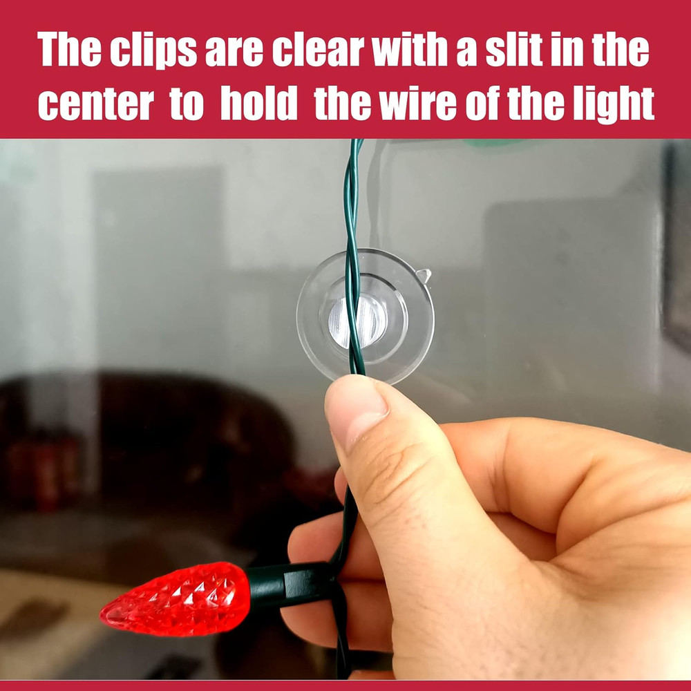 120 Pcs Christmas Light String Suction Cups for Hanging Light String on Window