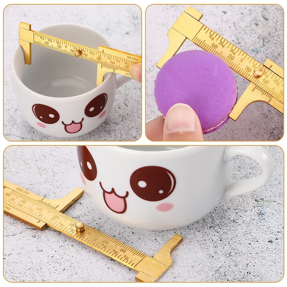 2 Pcs Brass Vernier Caliper Pocket Handy Caliper Measuring Mini Tool Double S...