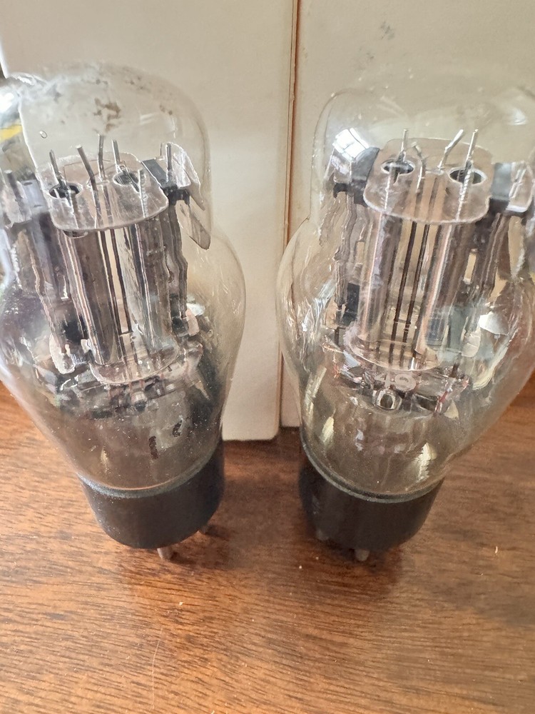 Matched Pair Type 19 Coronado ST Bottle Engraved Base Silver Plates Dual Triodes