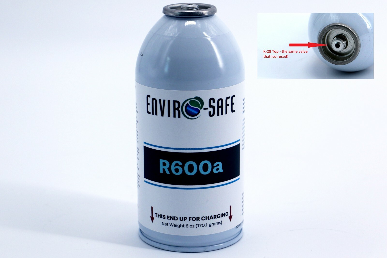 R-600a Modern Refrigerant with 7/16" Self Sealing K28 Top 6 oz can #8070a