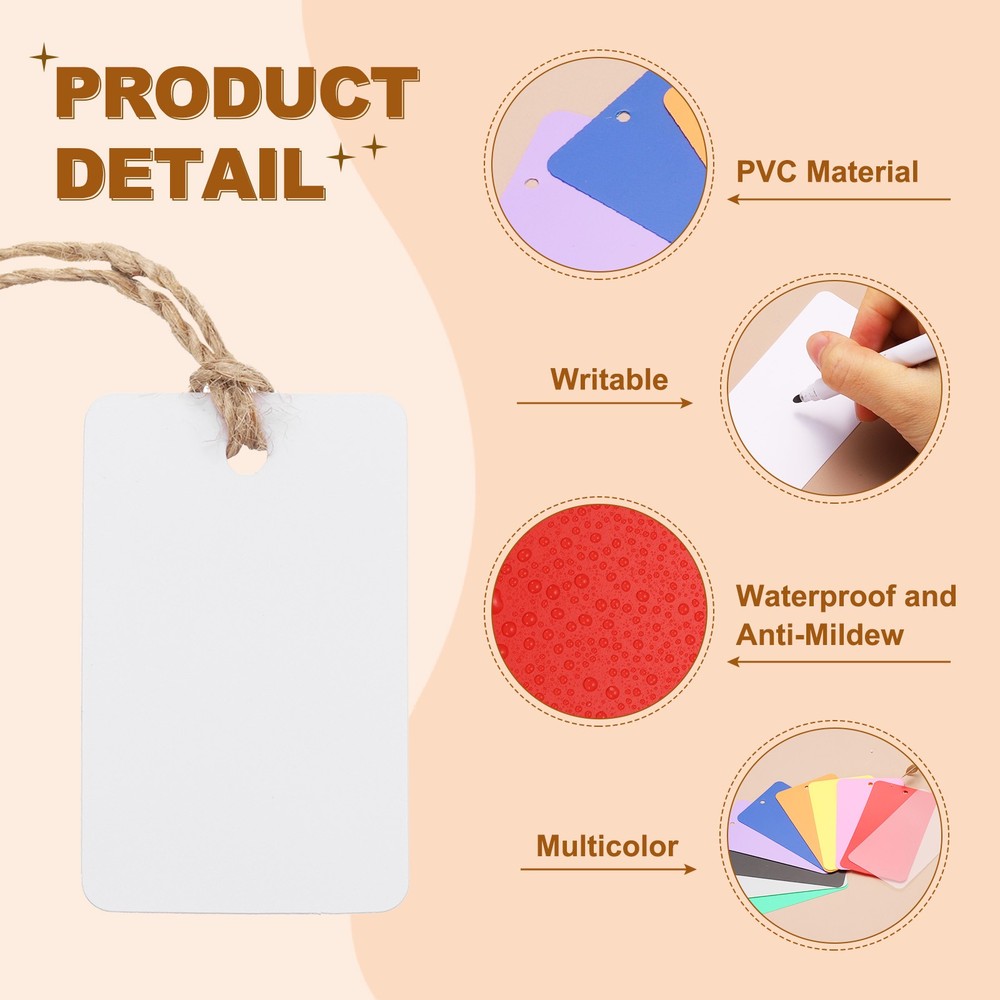 100Pcs White Plastic Shipping Tags, 2" x 1" Labeling Tags with Thread & Wire