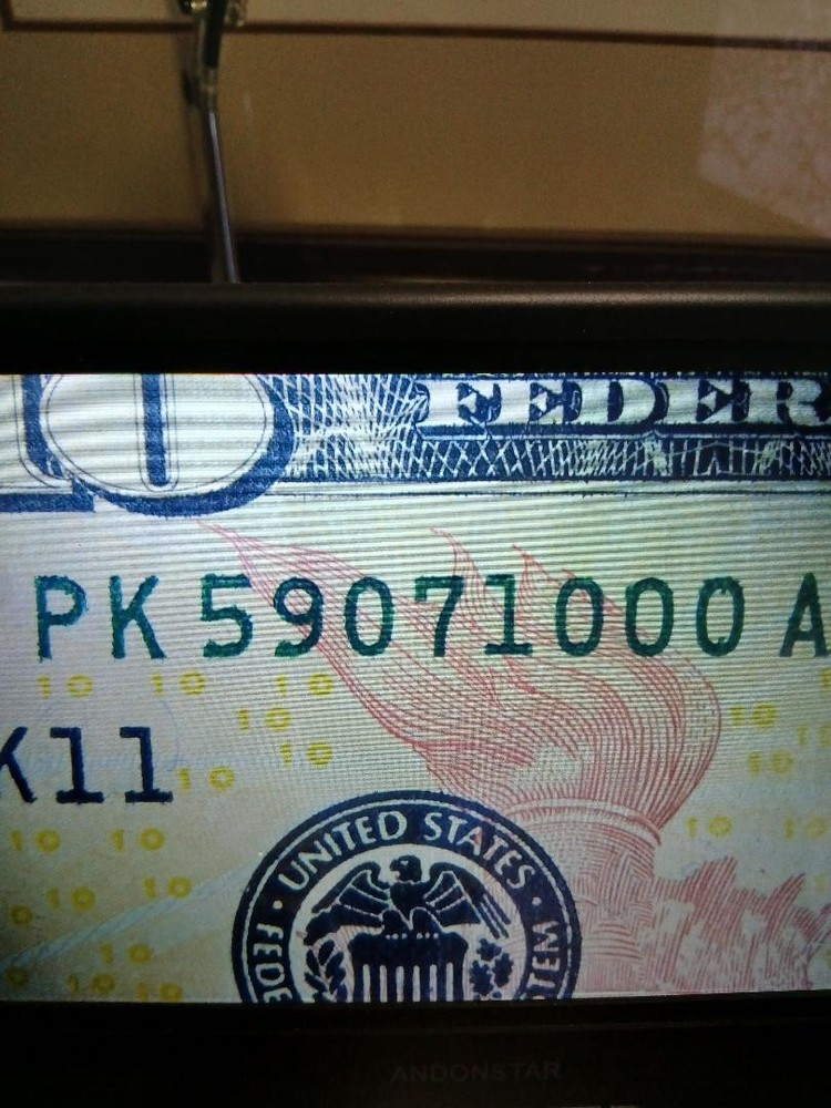 10 Dollar Bill Circulated, Bleed numbers Ink Error