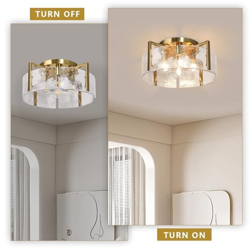 Gold Flush Mount Ceiling Light, 17.7'' Modern Ceiling Lights Gold,4-light
