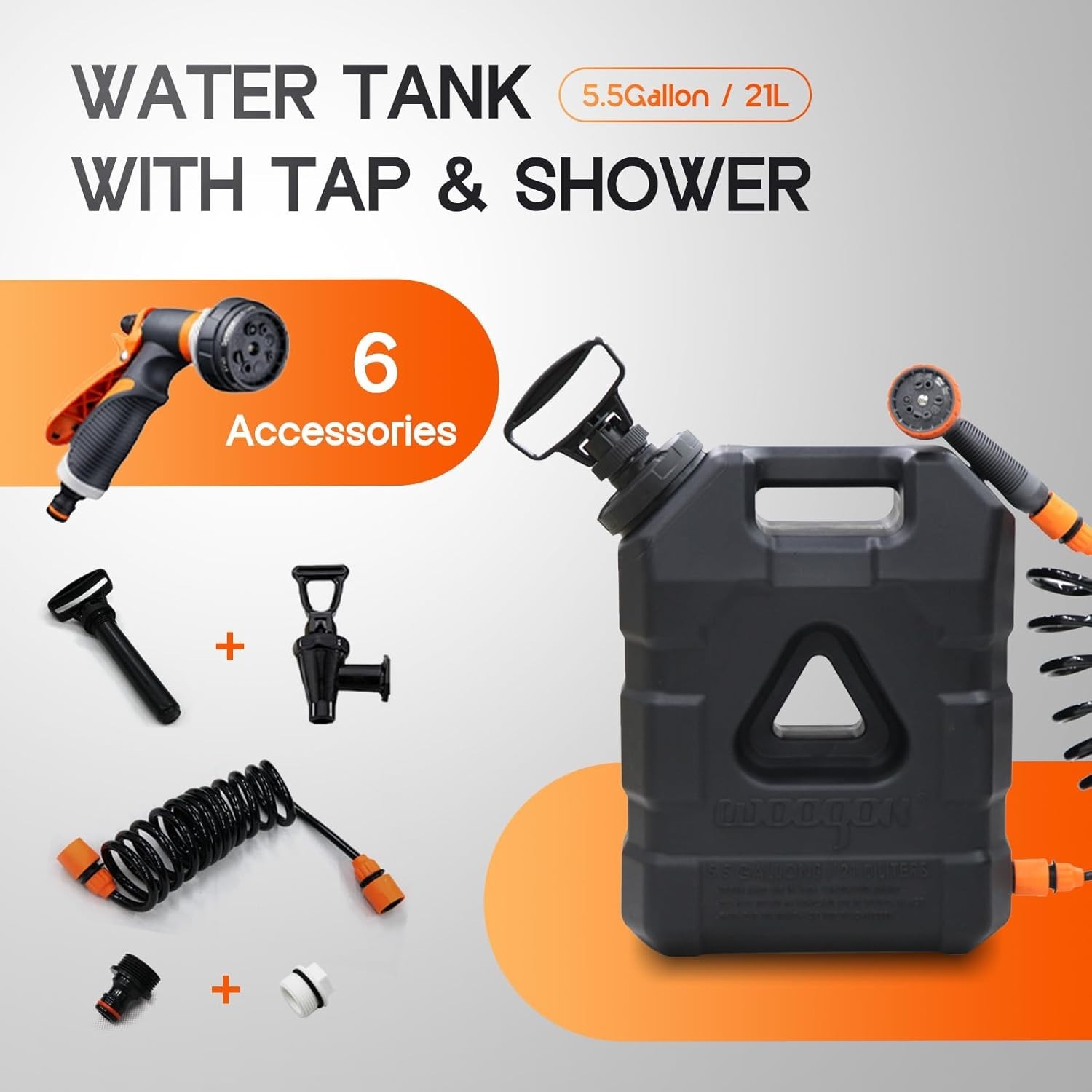5.5 Gallon Portable Water Tank with Pump and 8 Modes Sprayer, Emergency Water
