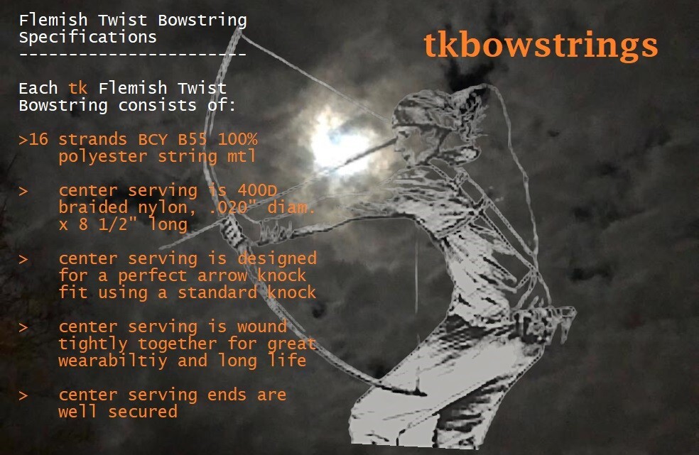 Flemish Twist Bowstring / hybrid / "MOSSY" B55 / CHOOSE STRING LENGTH! /$16.95
