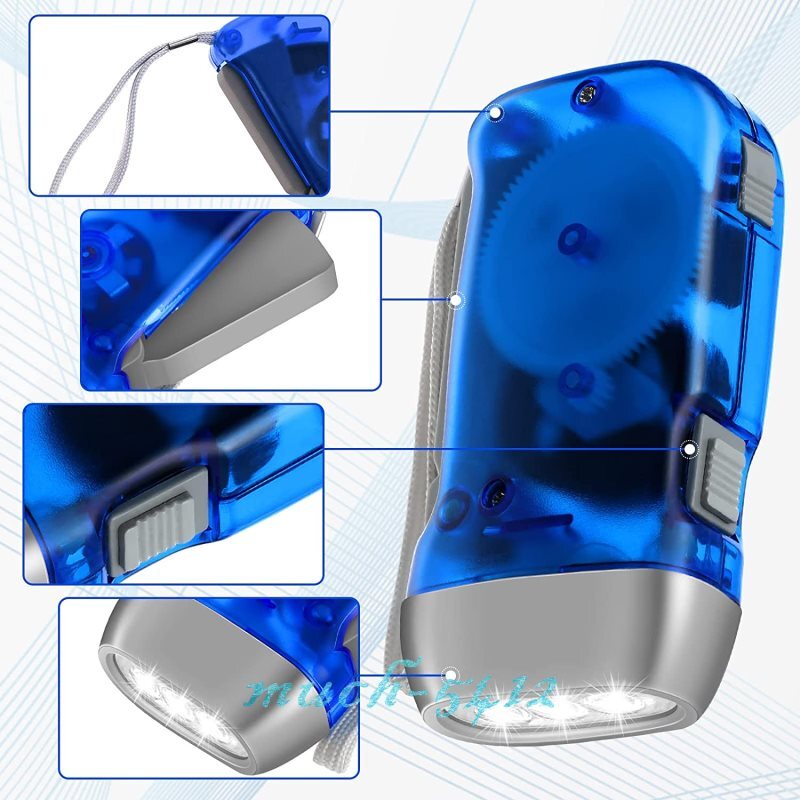 Hand Crank Pressing Dynamo Portable LED Camping Flashlight Manual Torch Light