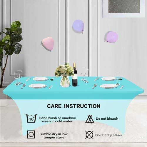 2 Pack 4FT Table Cloth for Rectangular Fitted Events 4 Ft - 2 Pcs Light Blue