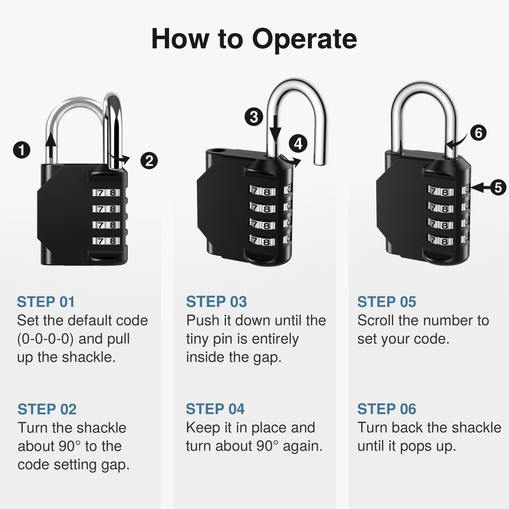 Combination Lock 4 Pack 4 Digit Waterproof Locker Locks Secure Outdoor Padloc...