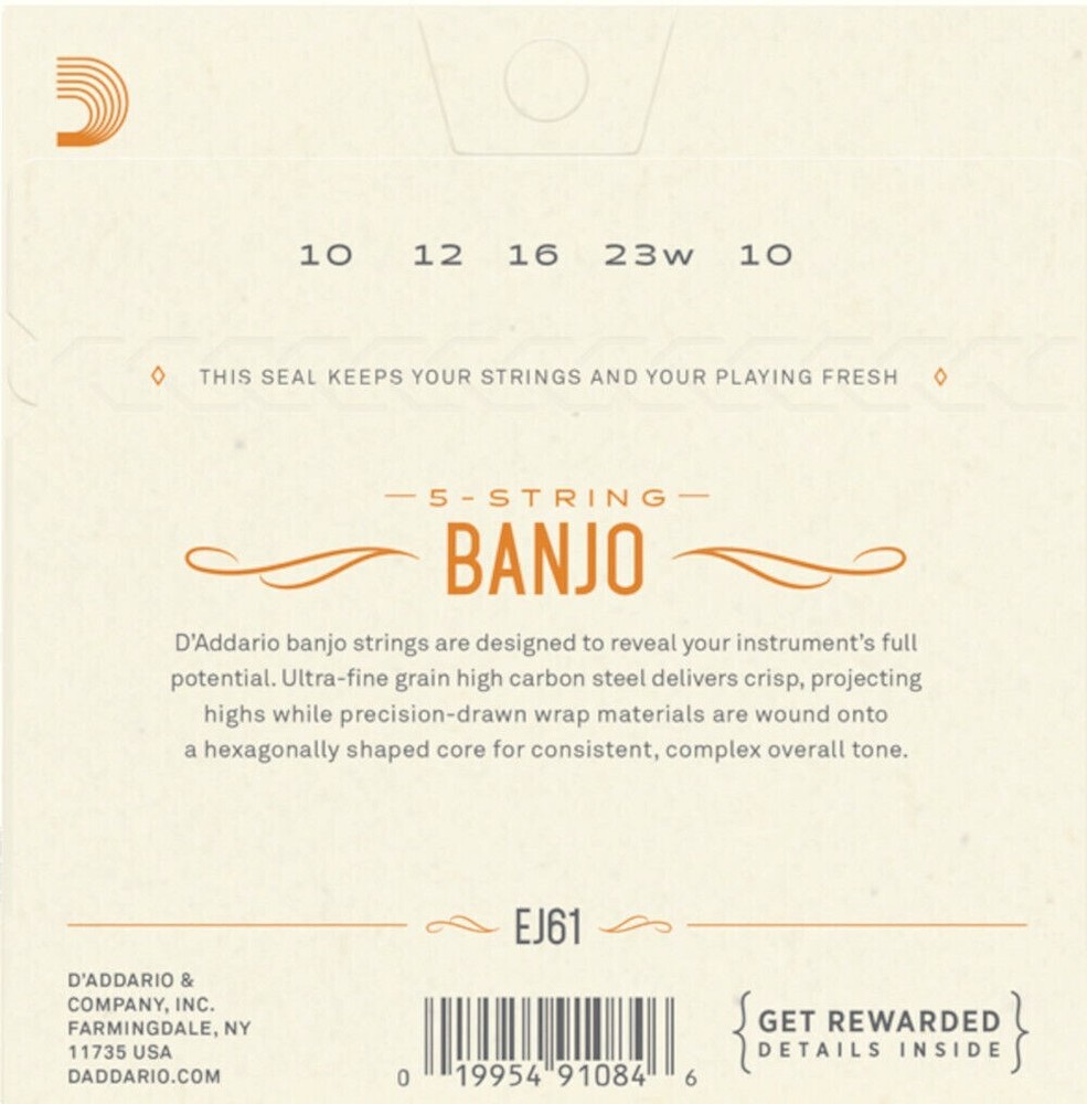 D'Addario Banjo Strings 2 Sets Nickel Steel Loop End Medium EJ61