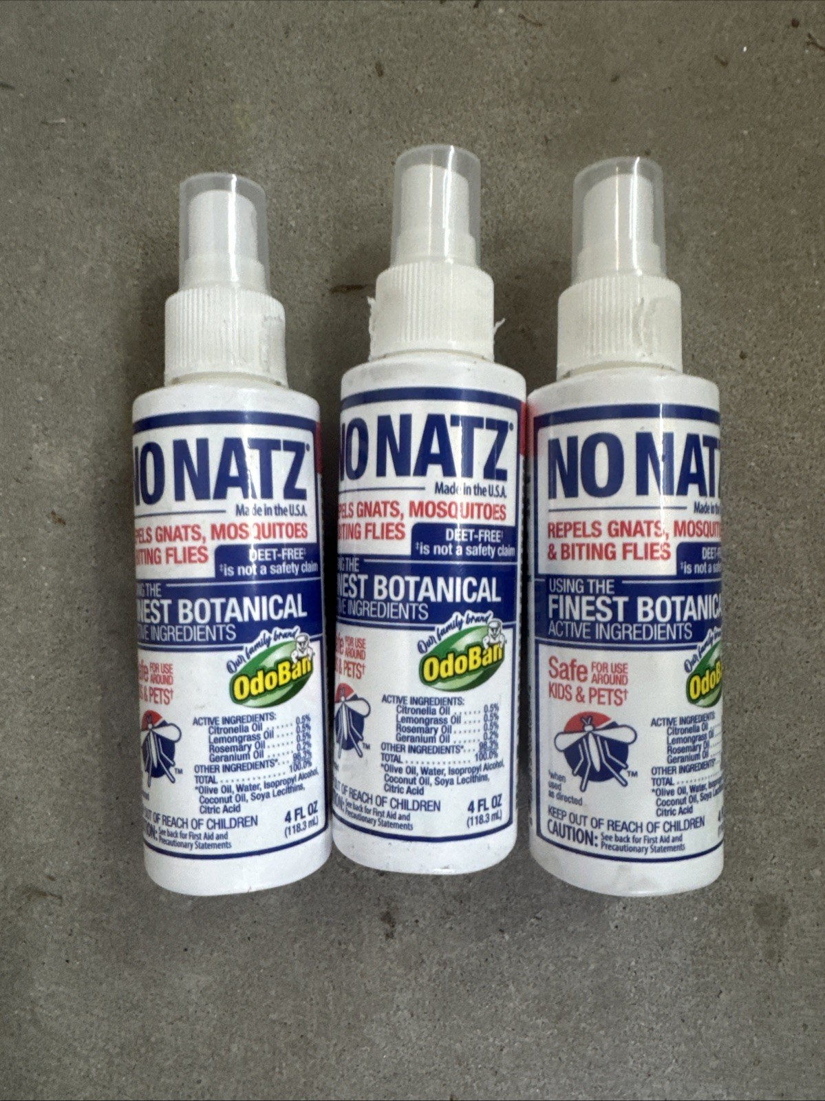 (3) No Natz 4oz Repellent Spray Gnats, Mosquitoes, No-See Ums & Flies DEET-FREE