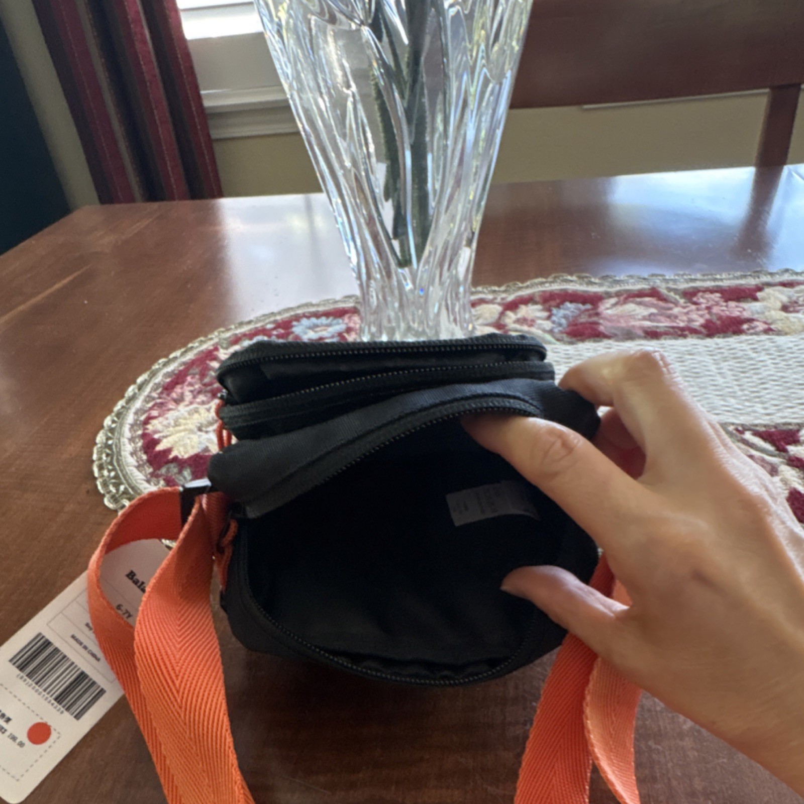 Disney Mickey Mouse Small Black Crossbody Bag with Orange Strap by Balabala