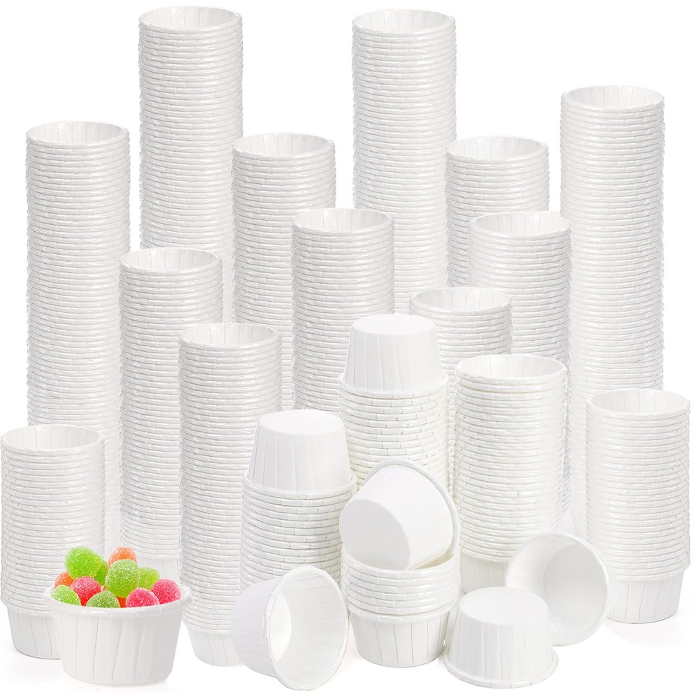 800 PCS Paper Souffle Portion Cups, 1 oz Disposable Sample Cups for Tasting, ...