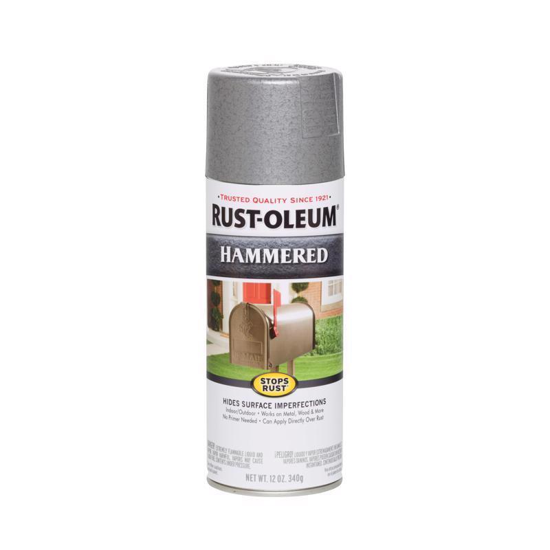 Rust-Oleum 7213-830 Stops Rust Hammered Silver Spray Paint 12 oz. (Pack of 6)