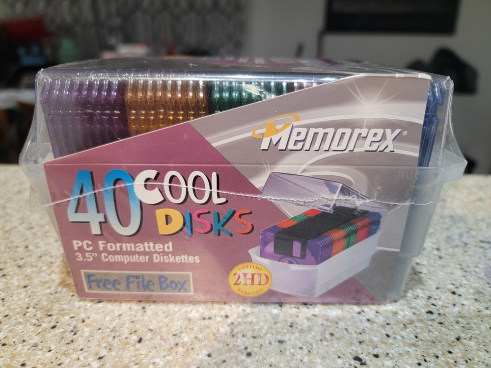 40 Pack Memorex PC Formatted 3.5" HD 1.44MB Computer Diskettes NEW Rainbow Pack!