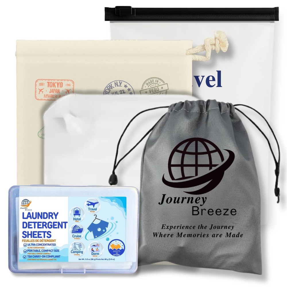 Travel Laundry Detergent Sheets Kit – 30-Count Laundry Detergent Sheets for S...