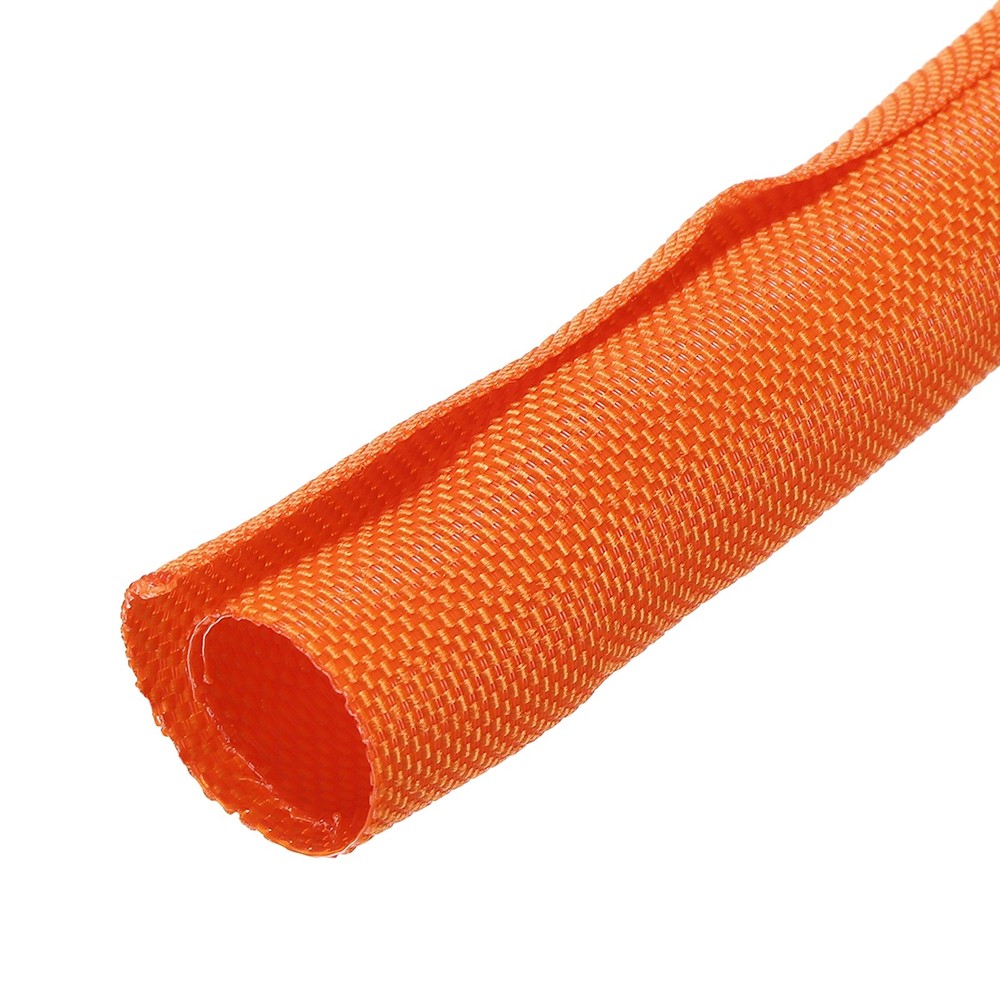 Wire Split Braided Cable Management Sleeve, Orange (5/8" - 7 Feet)