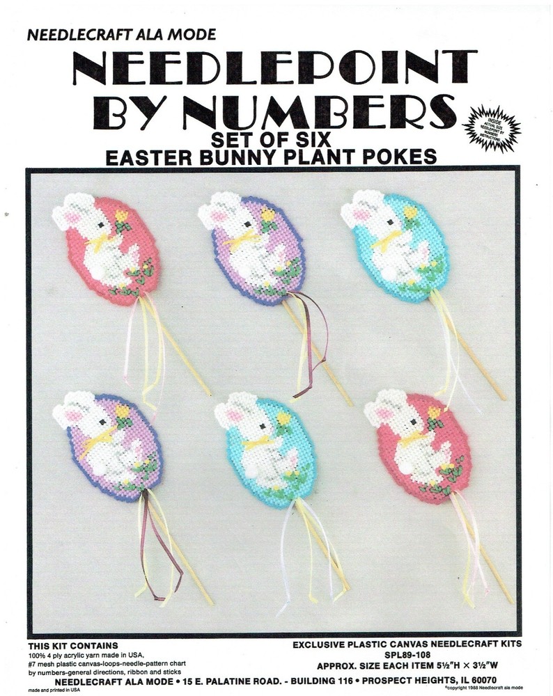 EASTER BUNNY PLANT POKES  7ct plastic canvas  PATTERN  (#TF0251)