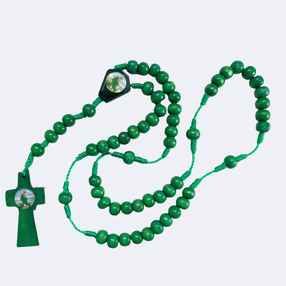 Green St. Jude Wooden Rosary