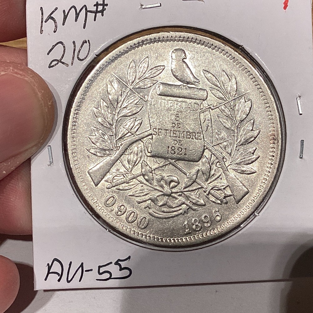 1896 Guatemala Silver Peso AU