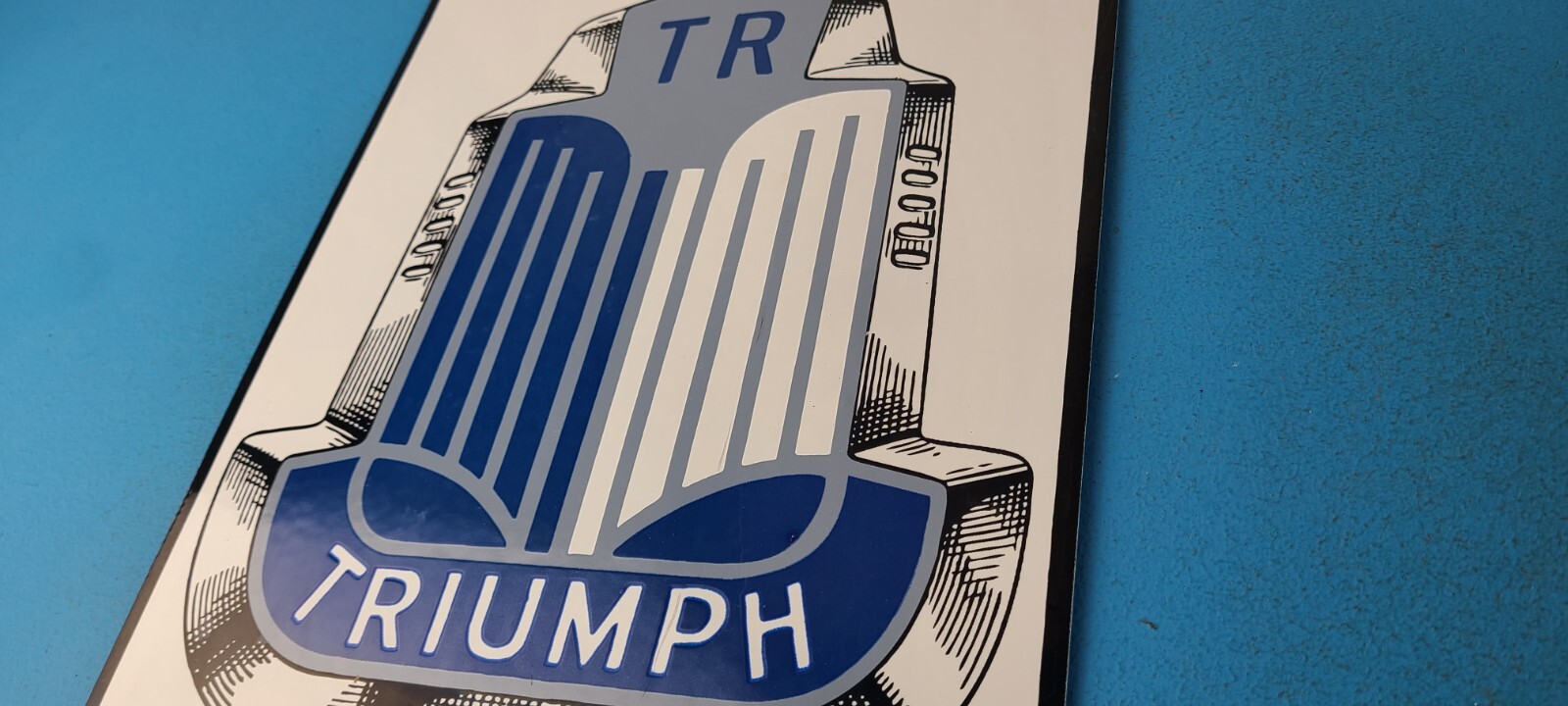 Vintage Triumph Automobiles Sign - Gas Service Dealer Pump Porcelain Sign