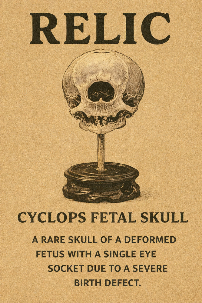 Cyclops Fetal Skeleton | Gothic Curiosity Specimen | Dark Oddities Decor
