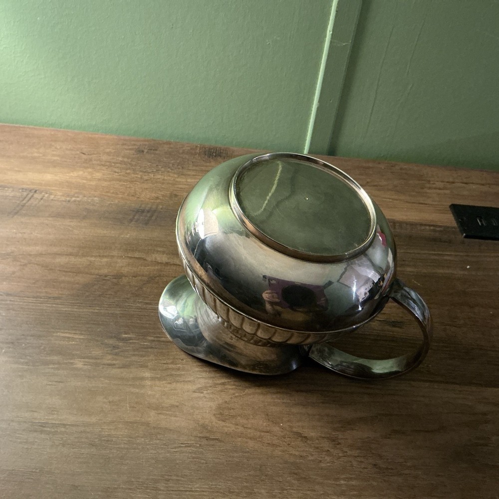 Antique Silverplate Pitcher Ribbed 5”