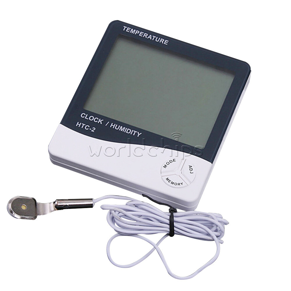 HTC-2 Digital LCD Temperature Thermometer Hygrometer Humidity Meter Clock New