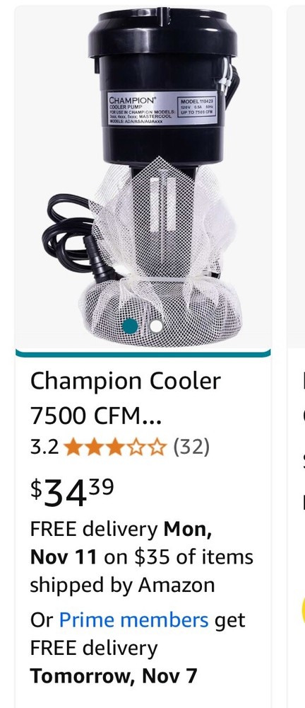 Champion 110429 Cooler Pump 120v