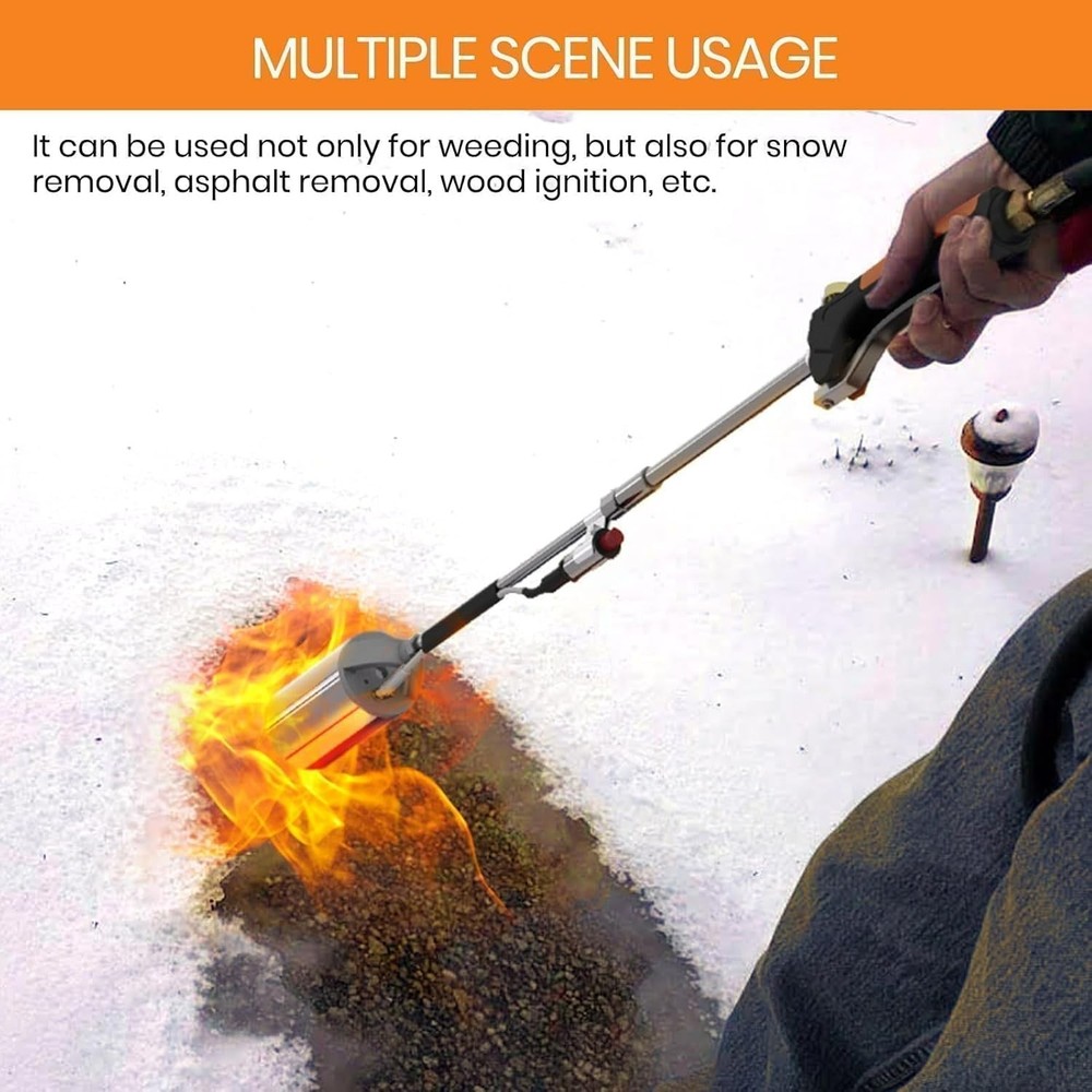 Efficient Propane Weed Torch with Button Igniter & 12FT Hose for Quick Use