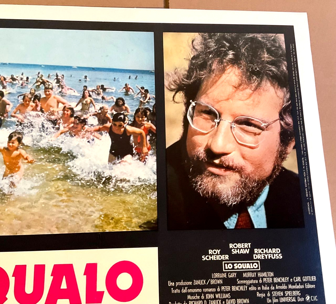 VINTAGE ORIGINAL JAWS SPIELBERG ITALY LARGE 28" X 20" MOVIE POSTER LO SQUALO