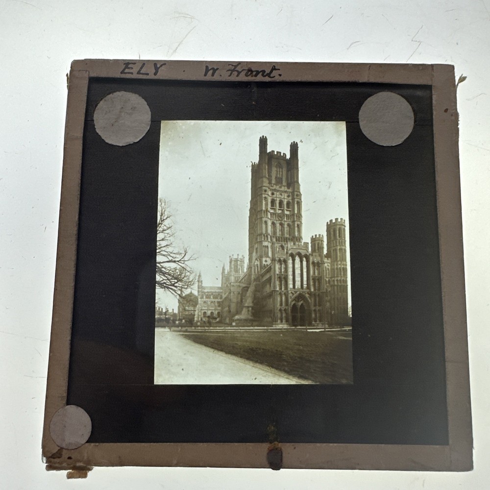 Antique Magic Lantern Slide Ely cathedral west front