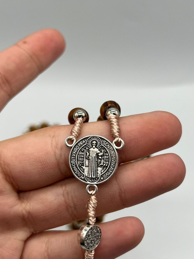 St. Benedict Wood Rosary 20'' Natural Wooden Beads 6mm