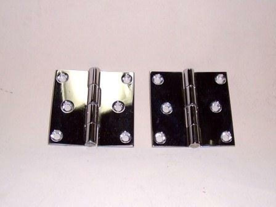 Two Perko 3" x 3" Chromed Brass Butt Hinge