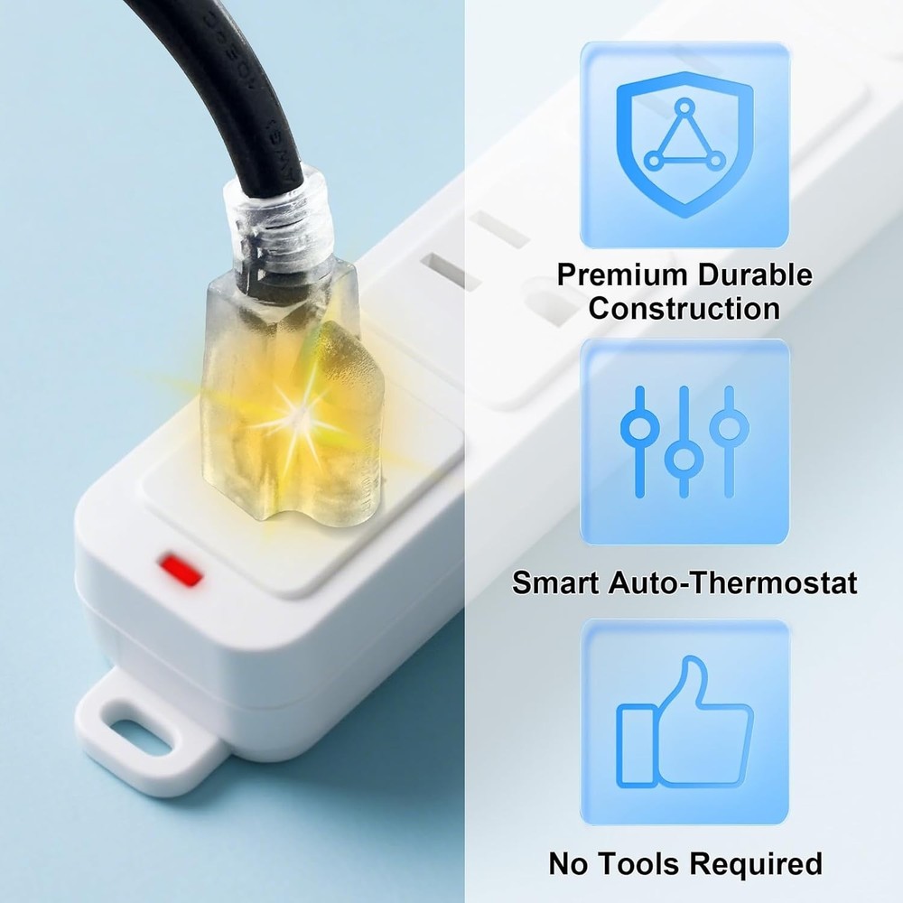 Temperature Controlled Extension Cord Heat Cable Controller Thermostat Plug 120V