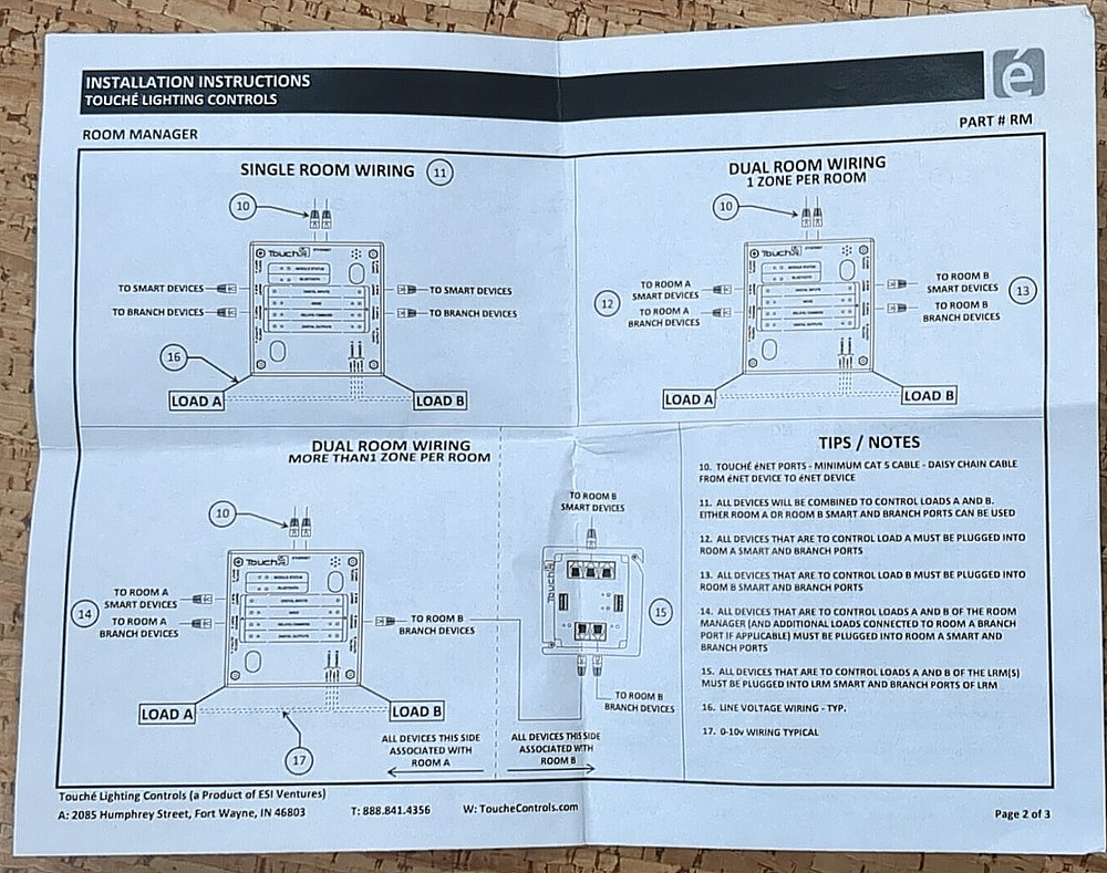 Touché Lighting Controls RM Room Manager Used
