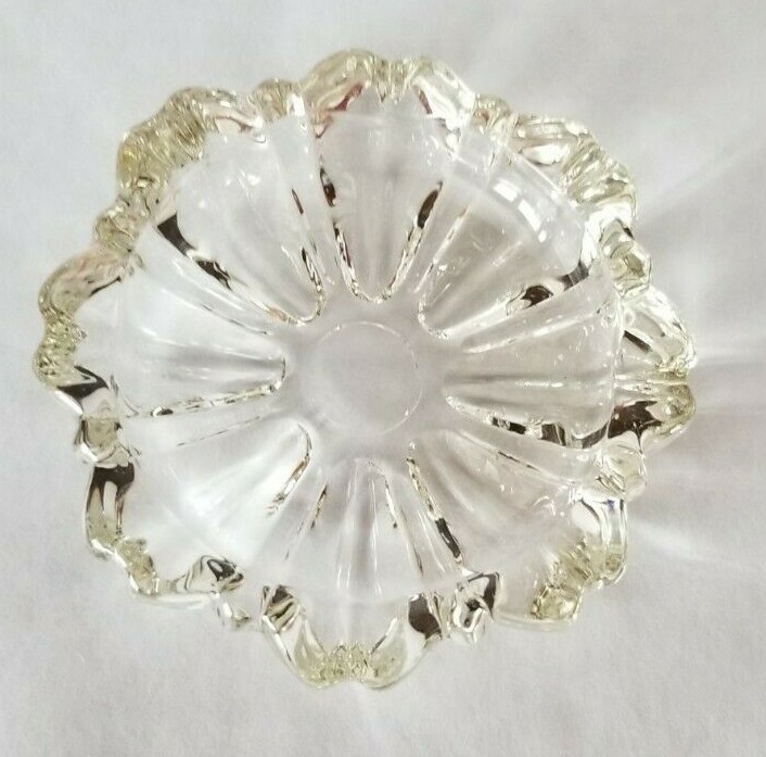 Vintage Pressed Glass Round Master Salt Cellar Dip 3"
