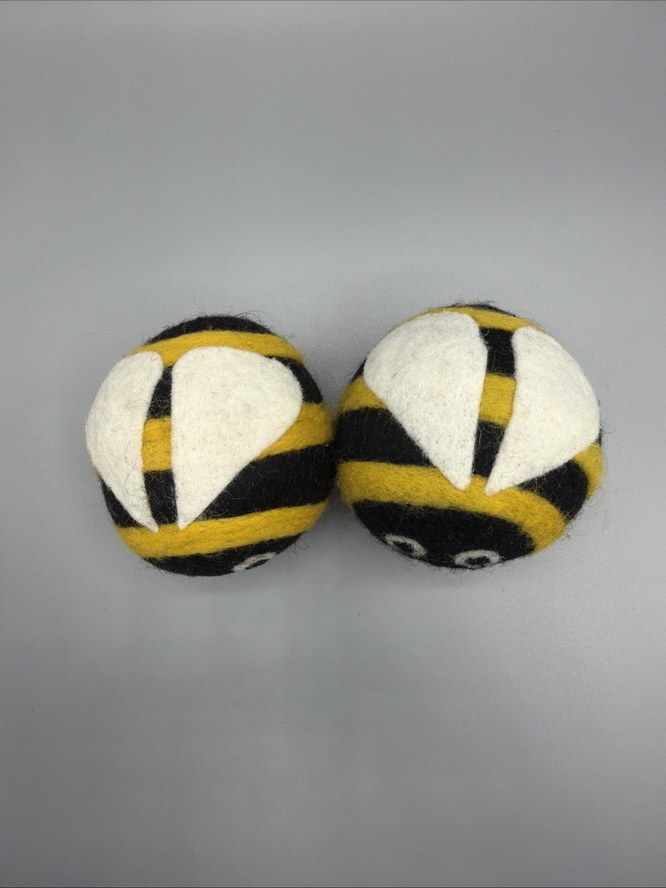 Wool Dryer Balls 4 Pack Bumble Bee Ladybug Set Eco Clean Environment Laundry