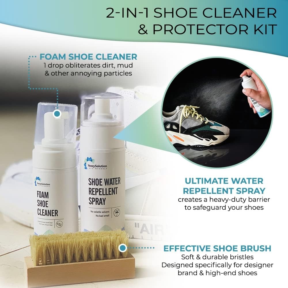 EZSolution Shoe Cleaner Kit, 2-in-1 Sneaker Foam Cleaning Solution & Stain...