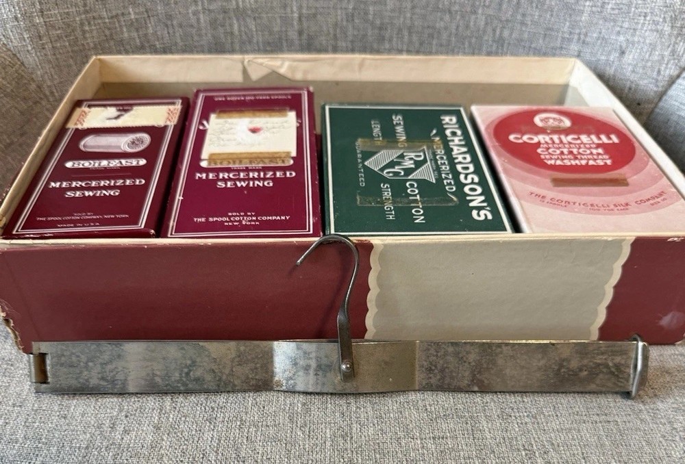 Vintage Sewing Supplies Lot Thread Spools Boxes Artemis Underthings Display Box