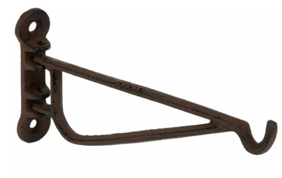 Cast Iron Scroll Wall Bracket LANTERN PLANT Hanger Swivel Hook Rustic brown 9.3"