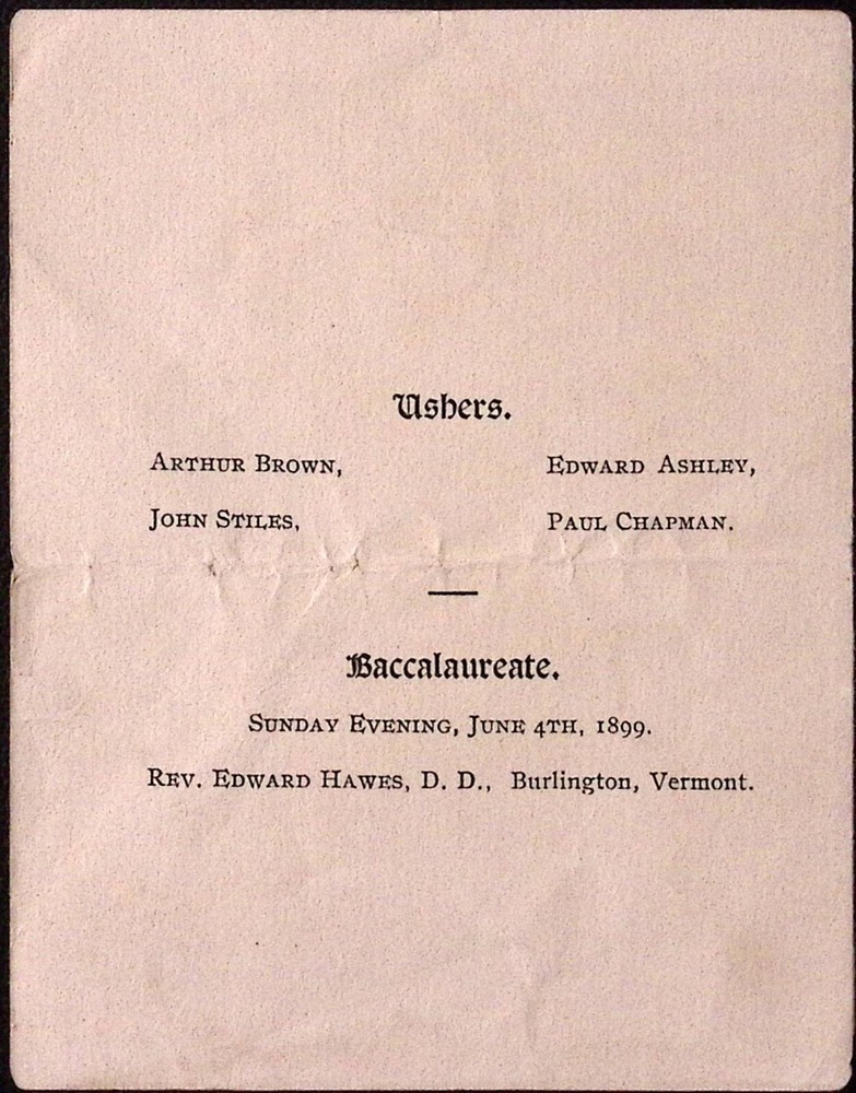1899 Maple Lawn Academy Graduating Exercises Esser VT Program