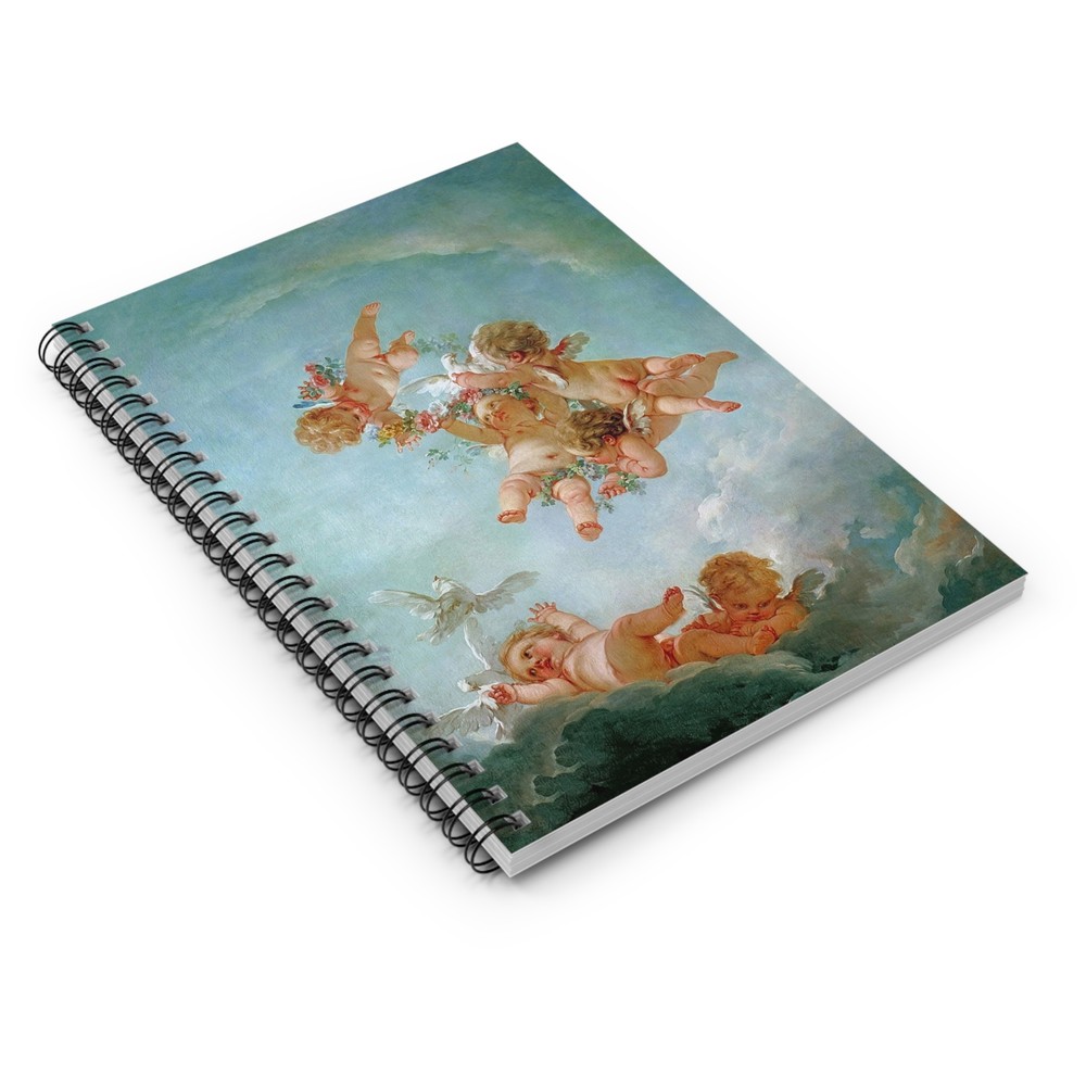 Flying Cherubs By Boucher Spiral Notebook - Ruled Line for Creative Minds