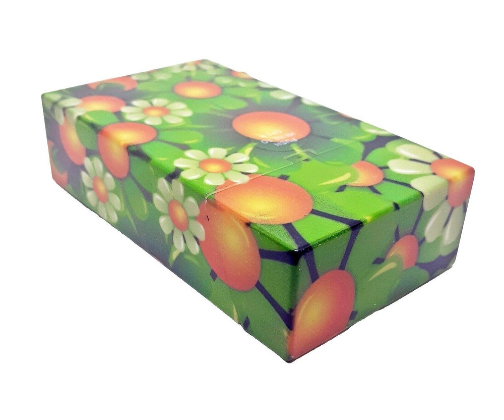 RYO Green Flowered Design 100s Size Push-N-Open Plastic Cigarette Case